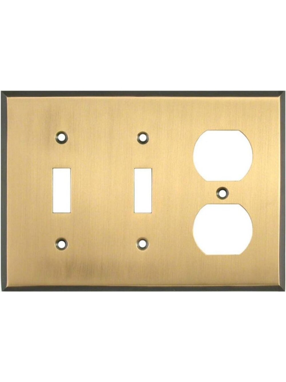 Antique Brass Gold Wall Plate Cover | 2 Toggle & 1 Duplex | Hand-Polished Finish